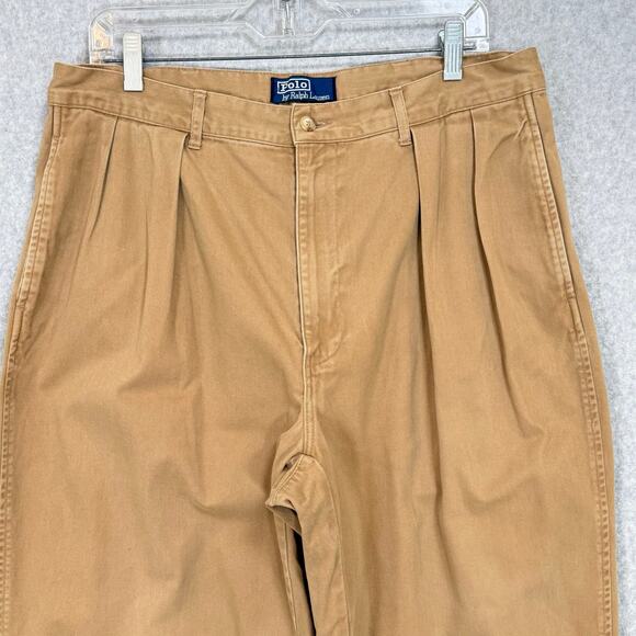 Vtg Polo Ralph Lauren Andrew Chino Pants Size 36x30 Pleated Preppy Old Money - Picture 6 of 16